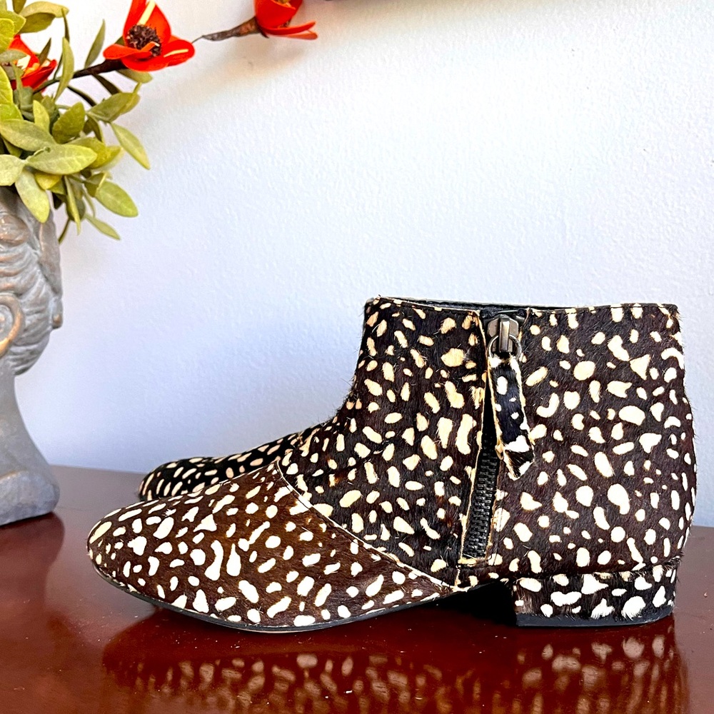 Dolce Vita Booties -Spotted Animal Print - Real Calf Fur Ankle Boots